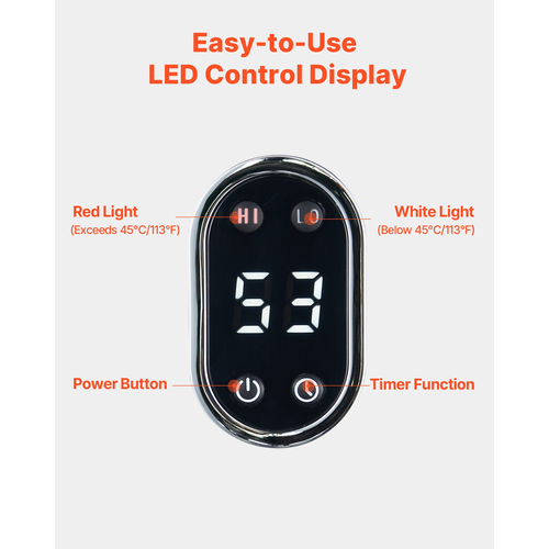 Κουβάς πετσετών VEVOR 25L με οθόνη LED, χρονοδιακόπτη και ρύθμιση θερμοκρασίας, γκρι