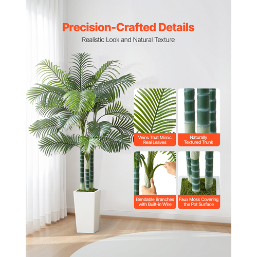 Τεχνητός Φοίνικας Areca VEVOR 1829 mm με Λευκή Γλάστρα Εσωτερικού Χώρου