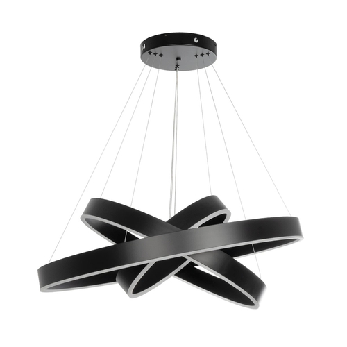 GLOBOSTAR® VENOM TRIO 61188-DECO Μοντέρνο Κρεμαστό Φωτιστικό Οροφής LED 120W 14158lm 120° AC 220-240V IP20 Ρυθμιζόμενο Λευκό CCT με Χειριστήριο από 2700K έως 6000K Dimmable - Lumileds SMD Chip - Μαύρο Ματ - Μ80 x Π80 x Υ60cm - 3 Χρόνια Εγγύηση