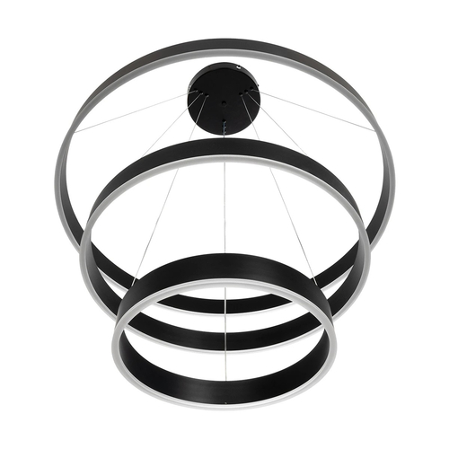 GLOBOSTAR® VENOM TRIO 61188-DECO Μοντέρνο Κρεμαστό Φωτιστικό Οροφής LED 120W 14158lm 120° AC 220-240V IP20 Ρυθμιζόμενο Λευκό CCT με Χειριστήριο από 2700K έως 6000K Dimmable - Lumileds SMD Chip - Μαύρο Ματ - Μ80 x Π80 x Υ60cm - 3 Χρόνια Εγγύηση