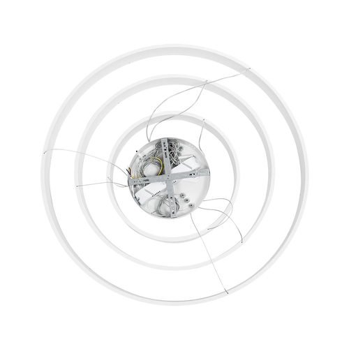 GLOBOSTAR® VENOM TRIO 61189-DECO Μοντέρνο Κρεμαστό Φωτιστικό Οροφής LED 120W 14158lm 120° AC 220-240V IP20 Ρυθμιζόμενο Λευκό CCT με Χειριστήριο από 2700K έως 6000K Dimmable - Lumileds SMD Chip - Λευκό Ματ - Μ80 x Π80 x Υ60cm - 3 Χρόνια Εγγύηση