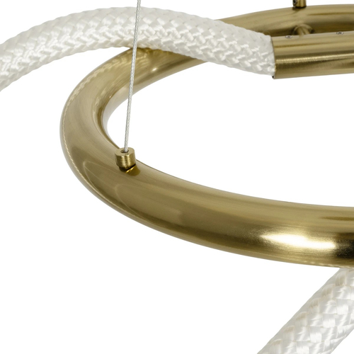 kelvo® GLOW 61657 Μοντέρνο Κρεμαστό Φωτιστικό Οροφής LED 30W 3000lm 360° AC 220-240V IP20 Ρυθμιζόμενο Λευκό CCT με Χειριστήριο από 2700K έως 6000K Dimmable - Lumileds SMD Chip - Χρυσό Πλατίνα & Λευκό Νήμα - Μ40 x Π40 x Υ35cm - 3 Χρόνια Εγγύηση
