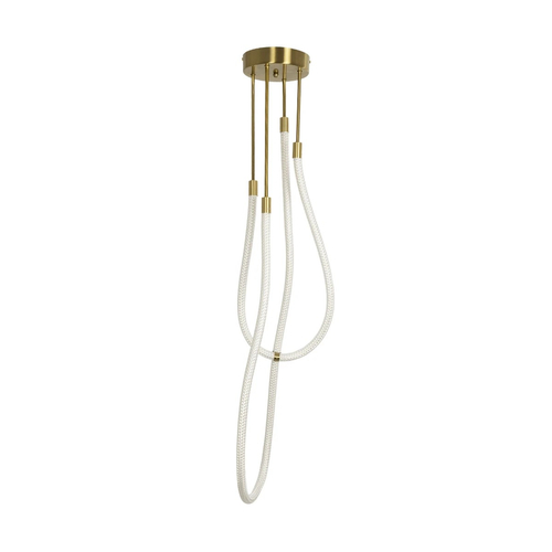 kelvo® GLOW 61672 Μοντέρνο Κρεμαστό Φωτιστικό Οροφής LED 42W 4200lm 360° AC 220-240V IP20 Ρυθμιζόμενο Λευκό CCT με Χειριστήριο από 2700K έως 6000K Dimmable - Lumileds SMD Chip - Χρυσό Πλατίνα & Λευκό Νήμα - Μ50 x Π50 x Υ70cm - 3 Χρόνια Εγγύηση