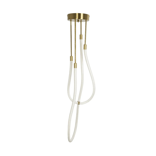 kelvo® GLOW 61672 Μοντέρνο Κρεμαστό Φωτιστικό Οροφής LED 42W 4200lm 360° AC 220-240V IP20 Ρυθμιζόμενο Λευκό CCT με Χειριστήριο από 2700K έως 6000K Dimmable - Lumileds SMD Chip - Χρυσό Πλατίνα & Λευκό Νήμα - Μ50 x Π50 x Υ70cm - 3 Χρόνια Εγγύηση