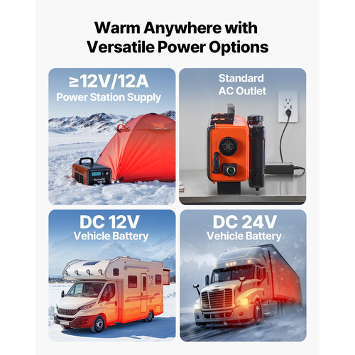 Θερμαντήρας Diesel VEVOR, 8KW, DC 12V/24V, Φορητός Αεροθερμαντήρας Diesel Όλα σε Ένα με Τηλεχειριστήριο και Οθόνη LCD, Γρήγορη Θέρμανση Χαμηλού Θορύβου, Ρεζερβουάρ Καυσίμου 4,5 L για Φορτηγά, Φορτηγά, RV, Τροχόσπιτα και Γκαράζ