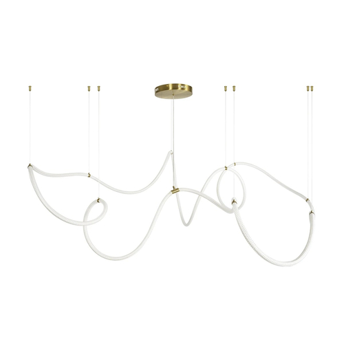 kelvo® GLOW 61669 Μοντέρνο Κρεμαστό Φωτιστικό Οροφής LED 105W 10500lm 360° AC 220-240V IP20 Ρυθμιζόμενο Λευκό CCT με Χειριστήριο από 2700K έως 6000K Dimmable - Lumileds SMD Chip - Χρυσό Πλατίνα & Λευκό Νήμα - Μ300 x Π300 x Υ120cm - 3 Χρόνια Εγγύηση