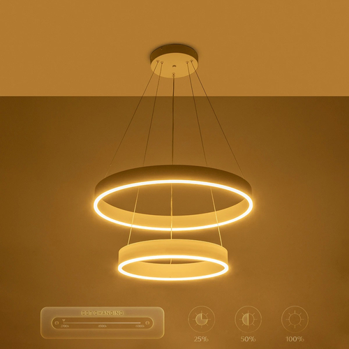 kelvo® VENOM 61186 Μοντέρνο Κρεμαστό Φωτιστικό Οροφής LED 75W 8818lm 120° AC 220-240V IP20 Ρυθμιζόμενο Λευκό CCT με Χειριστήριο από 2700K έως 6000K Dimmable - Lumileds SMD Chip - Λευκό Ματ - Μ60 x Π60 x Υ40cm - 3 Χρόνια Εγγύηση