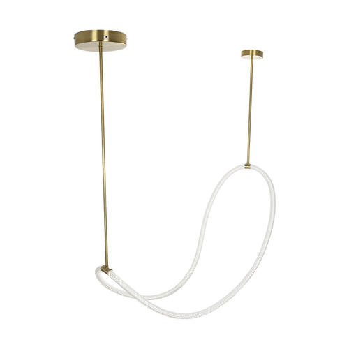 kelvo® GLOW 61667 Μοντέρνο Κρεμαστό Φωτιστικό Οροφής LED 34W 3400lm 360° AC 220-240V IP20 Ρυθμιζόμενο Λευκό CCT με Χειριστήριο από 2700K έως 6000K Dimmable - Lumileds SMD Chip - Χρυσό Πλατίνα & Λευκό Νήμα - Μ120 x Π120 x Υ60cm - 3 Χρόνια Εγγύηση