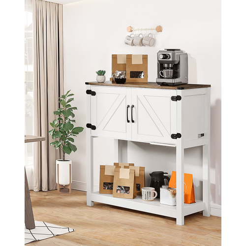 Ντουλάπι καφέ VEVOR, 31,5 x 13,8 x 34,6 ίντσες, ντουλάπι καφέ Farmhouse με αποθηκευτικό χώρο 3 επιπέδων, τραπεζάκι καφέ μπαρ με μαγνήτες, ντουλάπι μπουφέ Farmhouse για σαλόνι, είσοδος