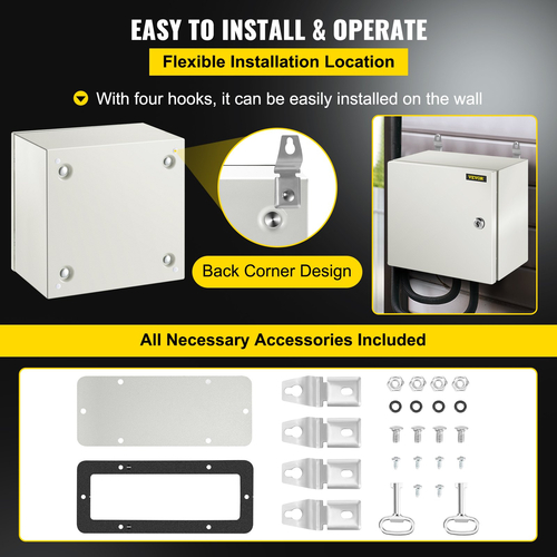 Κουτί σύνδεσης VEVOR NEMA από χάλυβα, 12 x 12 x 8\&#039;\&#039; NEMA 4X από χάλυβα, αδιάβροχο και ανθεκτικό στη σκόνη IP66, με πλάκα στήριξης για ηλεκτρικές συνδέσεις εξωτερικού/εσωτερικού χώρου
