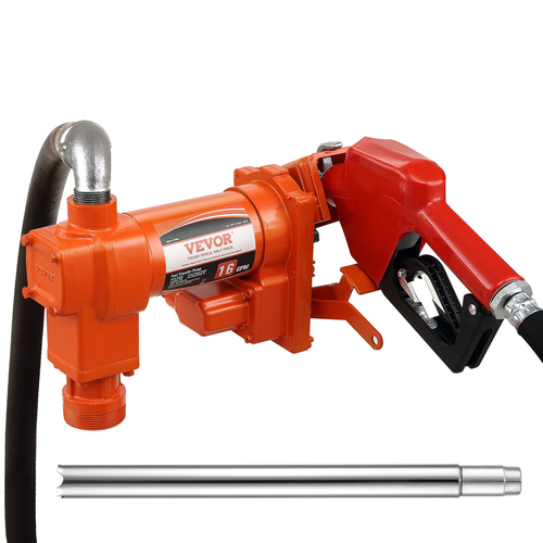 Αντλία μεταφοράς καυσίμου VEVOR, 12V DC 16 GPM 1/4 HP, Αντλία εξαγωγής βενζίνης με αυτόματο ακροφύσιο, σωλήνα εκκένωσης και σωλήνα αναρρόφησης για βενζίνη, ντίζελ, κηροζίνη, μείγματα αιθανόλης και μεθανόλης και βιοντίζελ