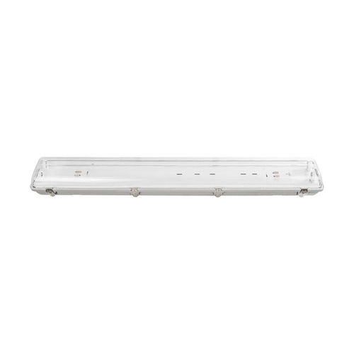 GLOBOSTAR® VIGAS 999-0250 Γραμμικό Βιομηχανικό Φωτιστικό Σκαφάκι Tri-Proof με Μεταλλικά Clips για 2 x Λάμπες T8 G13 90cm Τύπου Φθορίου LED Τροφοδοσίας Ενός Άκρου 120° AC 220-240V Αδιάβροχο IP65 - Γκρι με Διάφανο Κάλυμμα Πλαστικό PC - Μ100 x Π15 x Υ10cm