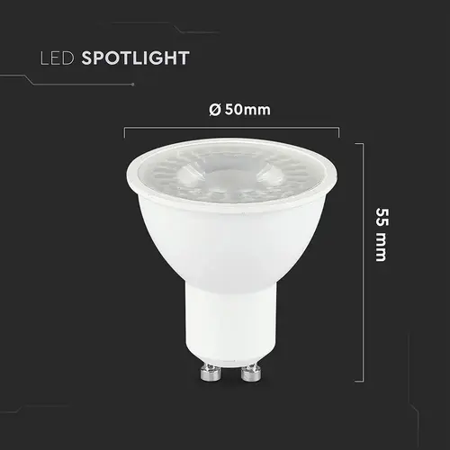 V-TAC - Φωτιστικό LED Chip CREE GU10 7,5W 110° Κάλυψη Ματ 6500K