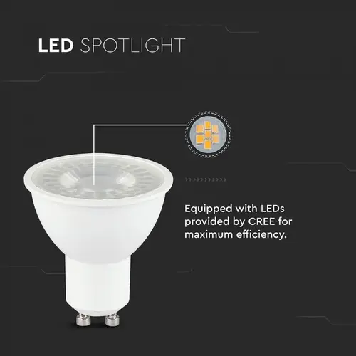 V-TAC - Φωτιστικό LED Chip CREE GU10 7,5W 38° 3000K
