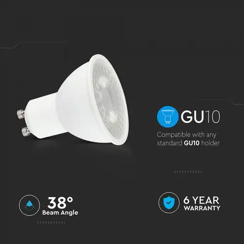 V-TAC - Φωτιστικό LED Chip CREE GU10 7,5W 38° 6500K