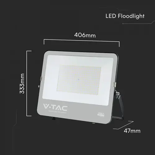 V-TAC - Faro Slim LED SMD Chip CREE 200W 135LM\/W Καλώδιο 1μ Μαύρο 6500K IP65 232216