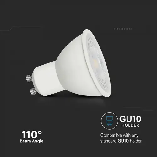 V-TAC - Φωτιστικό LED GU10 7.5W 110° Διάφανο Κάλυμμα 6500K