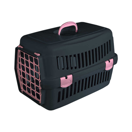 Κλουβί μεταφοράς κατοικιδίου πλαστικό - Felix - 48x32.5x32.5cm - 006118 - Black/Pink