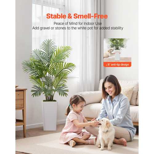 Τεχνητός Φοίνικας Areca VEVOR 1219 mm, 2 συσκευασίες τροπικών φυτών ψεύτικου φοίνικα με ψηλή λευκή γλάστρα, τεχνητό μεταξωτό φυτό δαπέδου σε γλάστρα, μεγάλο δέντρο για διακόσμηση σπιτιού, γραφείου, σαλονιού, εσωτερικής και εξωτερικής χρήσης