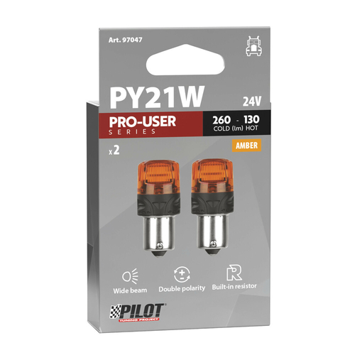 PY21W 24V BAU15s 260/130lm ΜΕ ΠΟΡΤΟΚΑΛΙ ΦΩΣ ΔΙΠΛΗΣ ΠΟΛΙΚΟΤΗΤΑΣ LED CAN-BUS PRO-USER SERIES 24V 2ΤΕΜ.