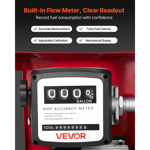 Αντλία Μεταφοράς Καυσίμου VEVOR 230V, 16 GPM 60 L/min, Ηλεκτρική Αντλία Μεταφοράς Λαδιού AC για Ντίζελ, Κηροζίνη, Βιοντίζελ, με Μετρητή, Αυτόματο Ακροφύσιο Καυσίμου & 2 Σωλήνες, Ανύψωση 45 ft/13,7 m, για Οχήματα, Εργοτάξια