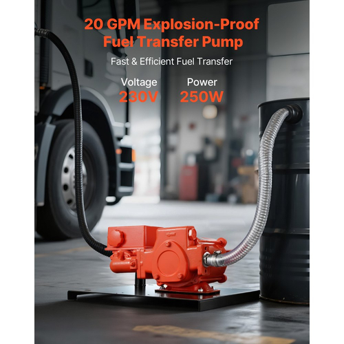 Αντλία μεταφοράς καυσίμου VEVOR 230V, 20 GPM 76 L/min, ηλεκτρική αντλία μεταφοράς λαδιού AC, με μετρητή, ακροφύσιο καυσίμου αυτόματης απενεργοποίησης και εύκαμπτο σωλήνα εκκένωσης, υψηλή ροή για βενζίνη, ντίζελ, κηροζίνη, βιοντίζελ, αιθανόλη