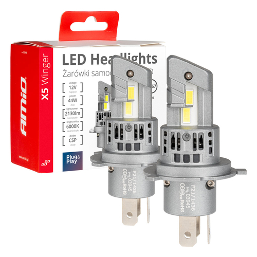 H4 12V 50W 6.000K 4200LM CSP LED CAN-BUS SERIES X5 WINGER 2ΤΕΜ. AMIO