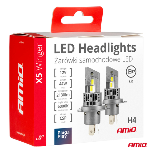 H4 12V 50W 6.000K 4200LM CSP LED CAN-BUS SERIES X5 WINGER 2ΤΕΜ. AMIO