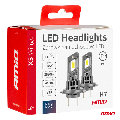 H7 12V 50W 6.000K 4200LM CSP LED CAN-BUS SERIES X5 WINGER 2ΤΕΜ. AMIO