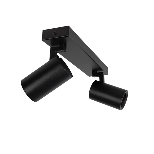 kelvo® SPOTA KLV-101-0136 Μοντέρνο Κινούμενο Φωτιστικό Σποτ Οροφής με Ντουί 2 x GU10 90° AC 220-240V IP20 - Μαύρο Ματ - Μ30 x Π6 x Υ14.5cm