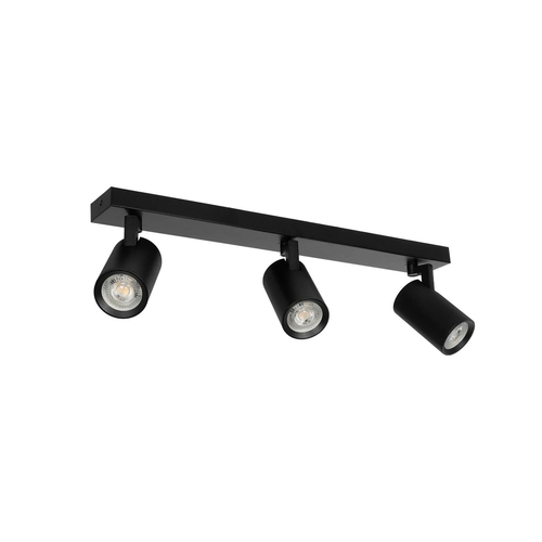 kelvo® SPOTA KLV-101-0138 Μοντέρνο Κινούμενο Φωτιστικό Σποτ Οροφής με Ντουί 3 x GU10 90° AC 220-240V IP20 - Μαύρο Ματ - Μ48 x Π6.2 x Υ14cm