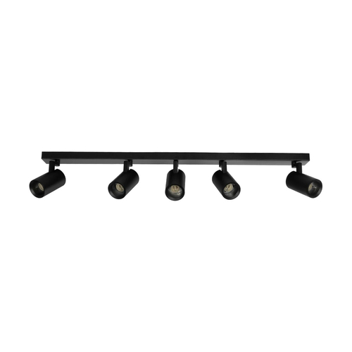 kelvo® SPOTA KLV-101-0142 Μοντέρνο Κινούμενο Φωτιστικό Σποτ Οροφής με Ντουί 5 x GU10 90° AC 220-240V IP20 - Μαύρο Ματ - Μ79.5 x Π6.3 x Υ14cm