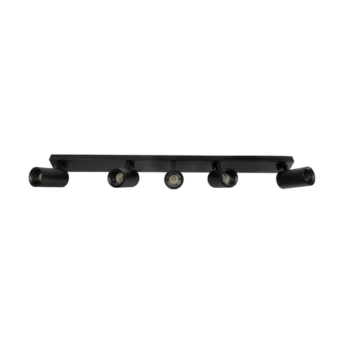 kelvo® SPOTA KLV-101-0142 Μοντέρνο Κινούμενο Φωτιστικό Σποτ Οροφής με Ντουί 5 x GU10 90° AC 220-240V IP20 - Μαύρο Ματ - Μ79.5 x Π6.3 x Υ14cm