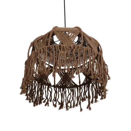 GLOBOSTAR® TONA 205-0016 Boho Κρεμαστό Φωτιστικό Οροφής με Ντουί 1 x E27 AC 220-240V IP20 - Μπεζ - M40 x Π40 x Υ38cm