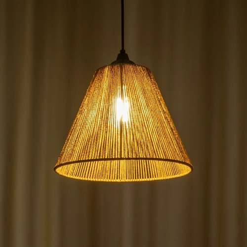 GLOBOSTAR® HUTT 205-0017 Boho Κρεμαστό Φωτιστικό Οροφής με Ντουί 1 x E27 AC 220-240V IP20 - Μπεζ - M25 x Π25 x Υ20cm