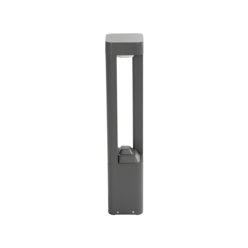 GLOBOSTAR® ΜΟΝΕΒΟΟ 90543 Φωτιστικό Κολωνάκι Κήπου LED 15W 1500lm 60° AC 220-240V Αδιάβροχο IP65 Θερμό Λευκό 2700K - Γκρι Ανθρακί - Μ12 x Π12 x Υ60.5cm - 3 Χρόνια Εγγύηση