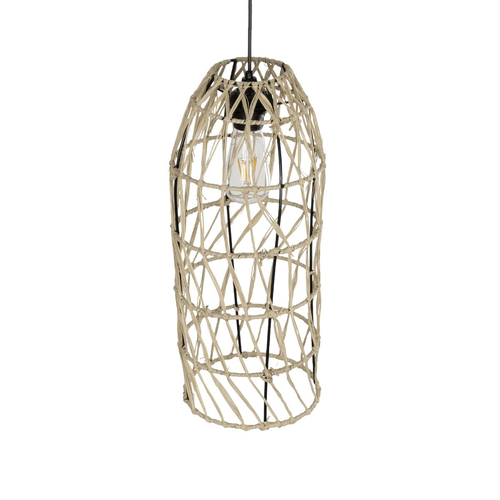 GLOBOSTAR® NETI 205-0024 Boho Κρεμαστό Φωτιστικό Οροφής με Ντουί 1 x E27 AC 220-240V IP20 - Μπεζ - M20 x Π20 x Υ49cm