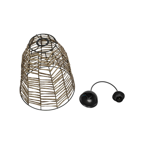 GLOBOSTAR® NETZ 205-0026 Boho Κρεμαστό Φωτιστικό Οροφής με Ντουί 1 x E27 AC 220-240V IP20 - Μπεζ - M30 x Π30 x Υ38cm