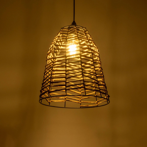GLOBOSTAR® NETZ 205-0026 Boho Κρεμαστό Φωτιστικό Οροφής με Ντουί 1 x E27 AC 220-240V IP20 - Μπεζ - M30 x Π30 x Υ38cm