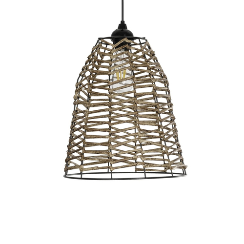 GLOBOSTAR® NETZ 205-0026 Boho Κρεμαστό Φωτιστικό Οροφής με Ντουί 1 x E27 AC 220-240V IP20 - Μπεζ - M30 x Π30 x Υ38cm