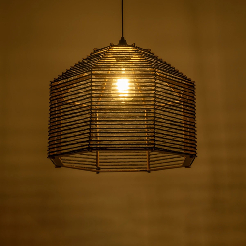 GLOBOSTAR® VORK 205-0027 Boho Κρεμαστό Φωτιστικό Οροφής με Ντουί 1 x E27 AC 220-240V IP20 - Μαύρο - M40 x Π40 x Υ36cm