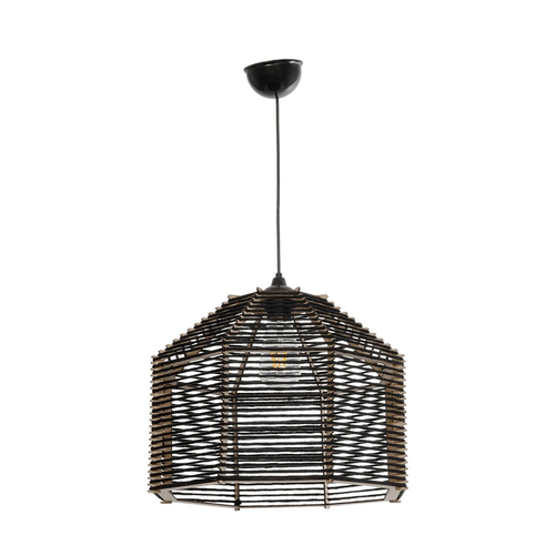 GLOBOSTAR® VORK 205-0027 Boho Κρεμαστό Φωτιστικό Οροφής με Ντουί 1 x E27 AC 220-240V IP20 - Μαύρο - M40 x Π40 x Υ36cm