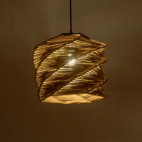 GLOBOSTAR® HUSLE 205-0045 Boho Κρεμαστό Φωτιστικό Οροφής με Ντουί 1 x E27 AC 220-240V IP20 - Μπεζ - M30 x Π30 x Υ28cm