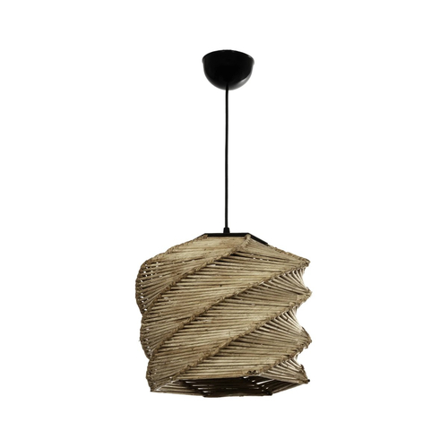 GLOBOSTAR® HUSLE 205-0045 Boho Κρεμαστό Φωτιστικό Οροφής με Ντουί 1 x E27 AC 220-240V IP20 - Μπεζ - M30 x Π30 x Υ28cm