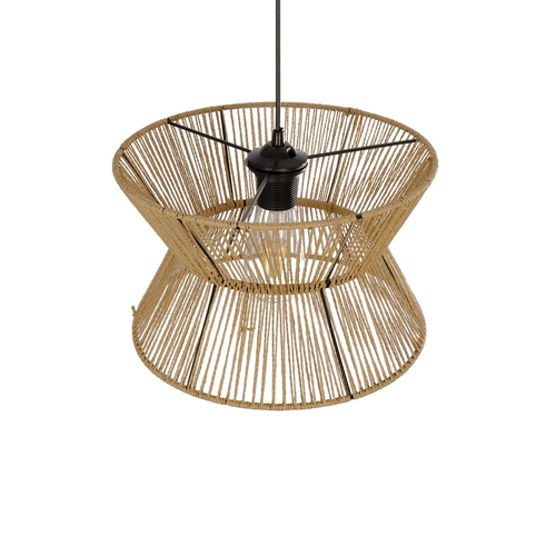 GLOBOSTAR® UPCONE 205-0055 Boho Κρεμαστό Φωτιστικό Οροφής με Ντουί 1 x E27 AC 220-240V IP20 - Μπεζ - M30 x Π30 x 21cm