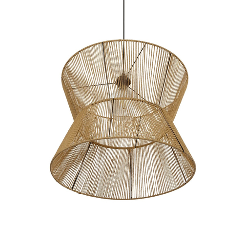 GLOBOSTAR® UPCONE 205-0056 Boho Κρεμαστό Φωτιστικό Οροφής με Ντουί 1 x E27 AC 220-240V IP20 - Μπεζ - M50 x Π50 x 43cm