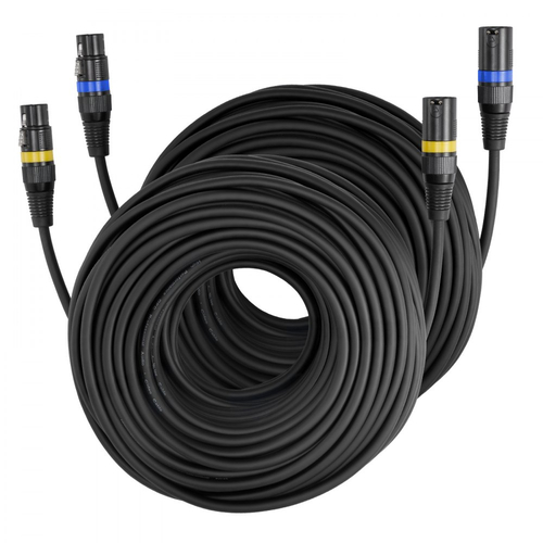 Καλώδιο VEVOR XLR 30,48 m, 2 τεμάχια, θωρακισμένα ισορροπημένα καλώδια μικροφώνου DMX αρσενικού σε θηλυκό, επιχρυσωμένο καλώδιο μικροφώνου XLR 3 ακίδων, για φωτισμό σκηνής, μικρόφωνα, ενισχυτή, μίκτη, συστήματα ηχείων