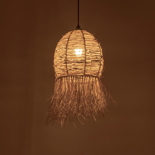 GLOBOSTAR® ROKA 205-0076 Boho Κρεμαστό Φωτιστικό Οροφής με Ντουί 1 x E27 AC 220-240V IP20 - Μπεζ - M25 x Π25 x Υ45cm