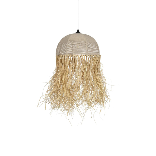 GLOBOSTAR® PLUVIA 205-0080 Boho Κρεμαστό Φωτιστικό Οροφής με Ντουί 1 x E27 AC 220-240V IP20 - Μπεζ - M50 x Π50 x Υ80cm