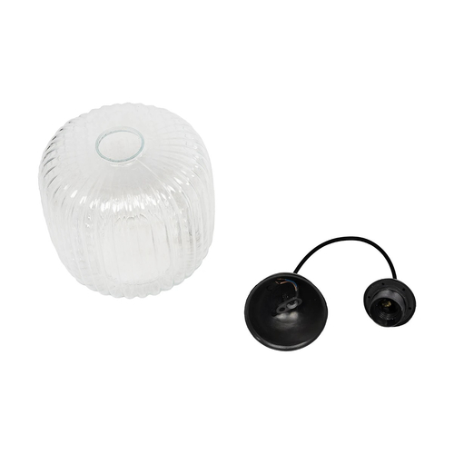 GLOBOSTAR® MELONI 206-0013 Μοντέρνο Κρεμαστό Φωτιστικό Οροφής με Ντουί 1 x E27 AC 220-240V IP20 - Διάφανο - Μ20 x Π20 x Υ24cm